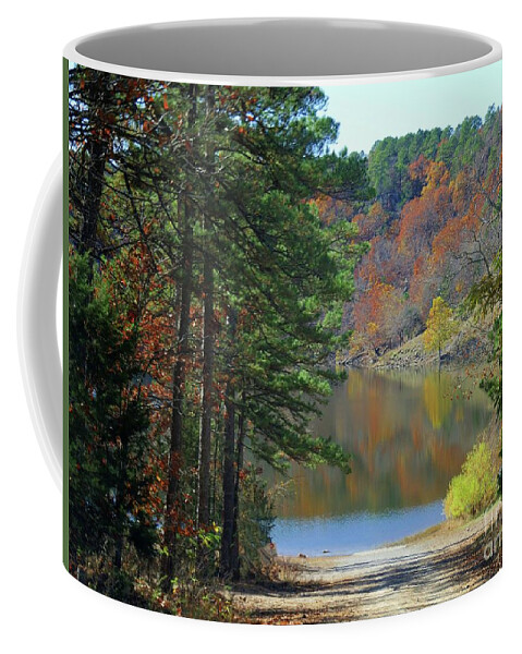 Lake Coffee Mug featuring the photograph Autumn Colors at the lake by On da Raks