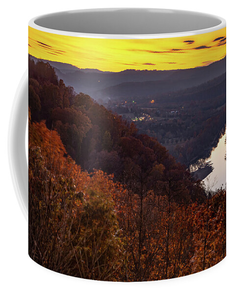 Fall Coffee Mug featuring the photograph Autumn Dusk Over Inspiration Point And The White River by Gregory Ballos