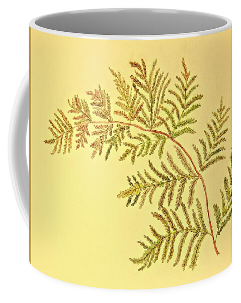 Autumn Coffee Mug featuring the drawing Autumn Fern by Karen Nice-Webb