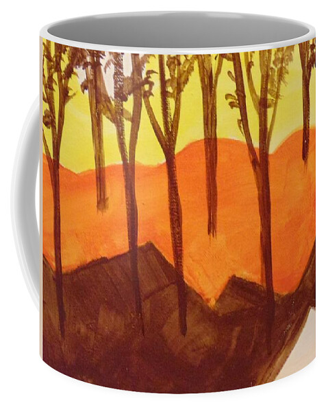 Landscape Coffee Mug featuring the painting Autumn Hills by Saundra Johnson