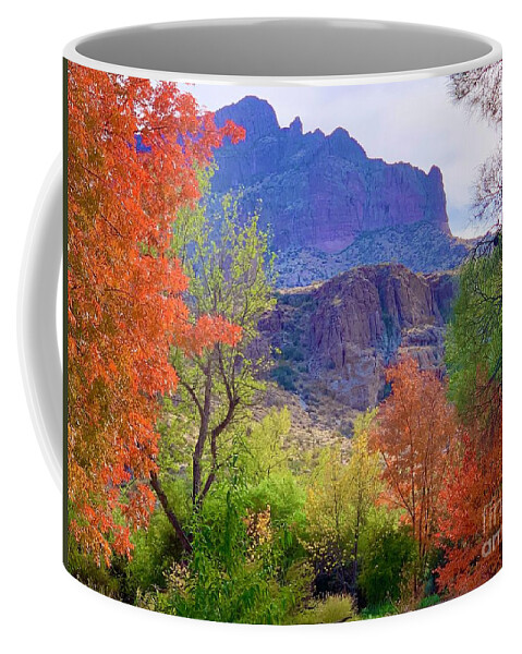 Autumn In Superior Arizona Coffee Mug featuring the digital art Autumn in Superior Arizona by Tammy Keyes
