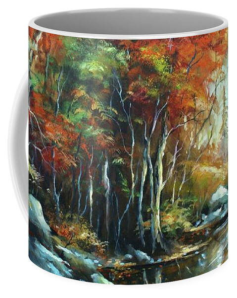 Landscape Coffee Mug featuring the painting Autumn Light by Michael Lang