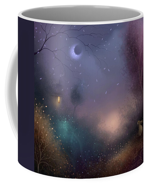 Wildlife Coffee Mug featuring the painting Autumn Moon by Joe Gilronan