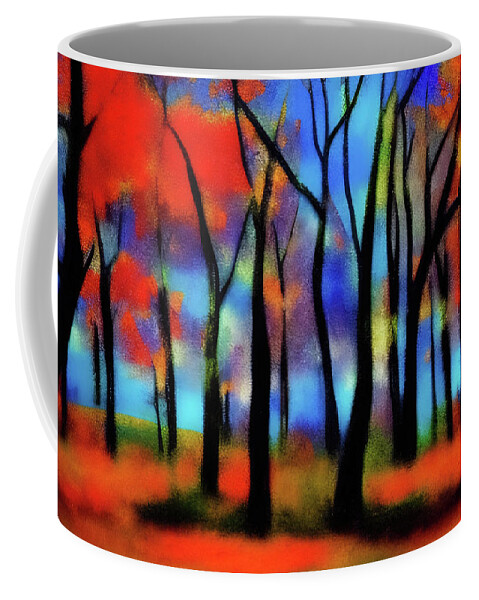 Autumn Coffee Mug featuring the digital art Autumn red vibes by Tatiana Travelways