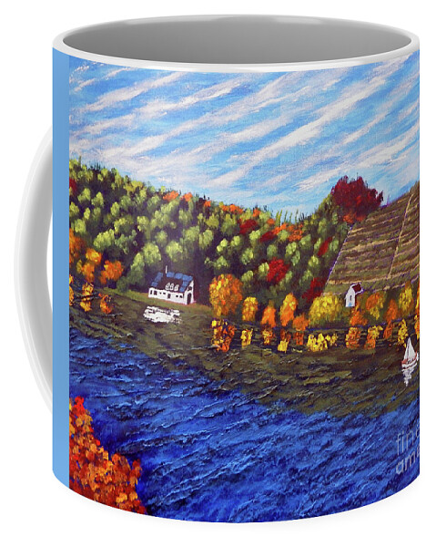 Fall Coffee Mug featuring the painting Autumn River Reflections by Frank Littman