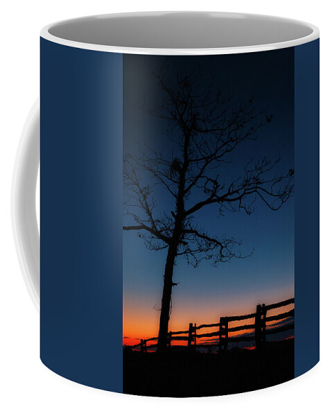 Fall Coffee Mug featuring the photograph Autumn Sunrise Blue Ridge Silhouette by Dan Carmichael