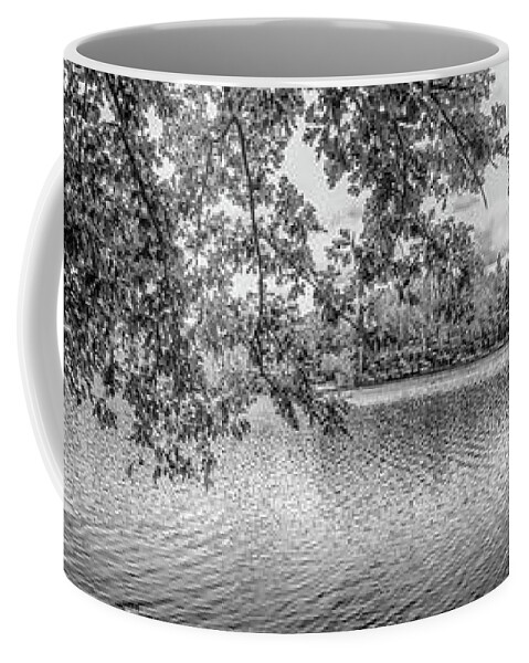 Carolina Coffee Mug featuring the photograph Autumn Trees at the Lake Indian Boundary Black and White by Debra and Dave Vanderlaan