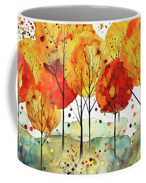 Autumn Coffee Mug featuring the painting Autumn Trees by Tina LeCour