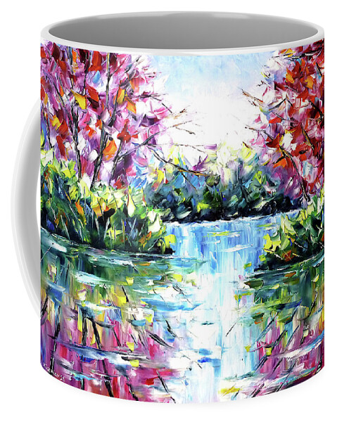 Morning Fog Coffee Mug featuring the painting Autumnal Lake by Mirek Kuzniar