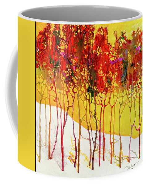 Abstract Coffee Mug featuring the digital art Autumns Last Mosaic - Abstract Contemporary Acrylic Painting by Sambel Pedes