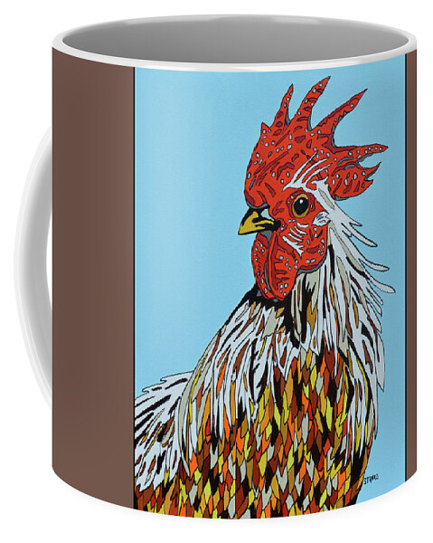 Rooster Chickens Farm Animals Birds Coffee Mug featuring the painting Autumnus by Mike Stanko