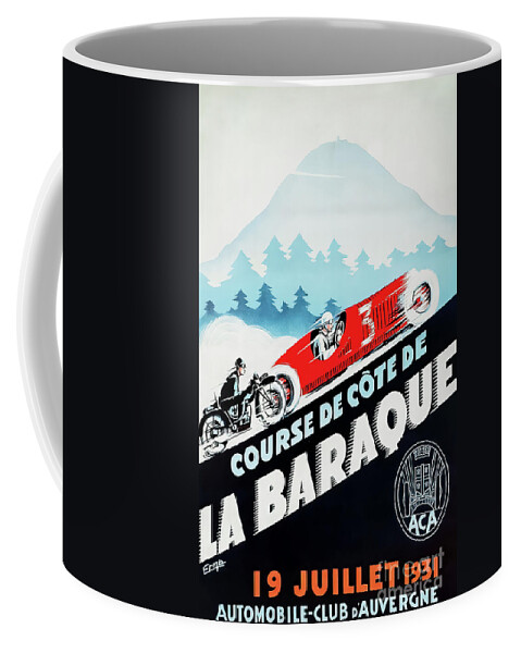 Auvergne Coffee Mug featuring the drawing Auvergne France 1931 Auto Race by M G Whittingham