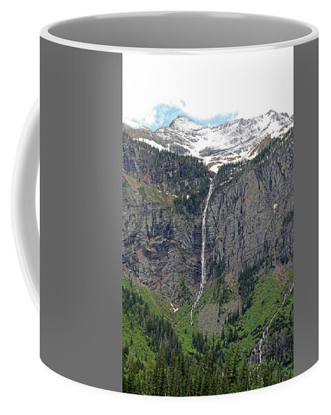 Avalanche Falls Coffee Mug featuring the photograph Avalanche Falls - Glacier National Park by Richard Krebs