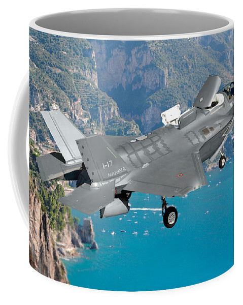 Lightning Coffee Mug featuring the digital art Aviazione Navale F-35B by Custom Aviation Art