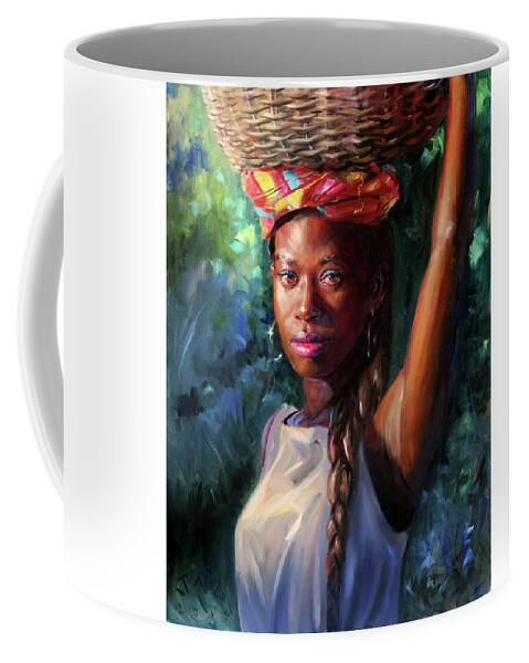 Caribbean Coffee Mug featuring the painting Avon with Basket by Jonathan Gladding