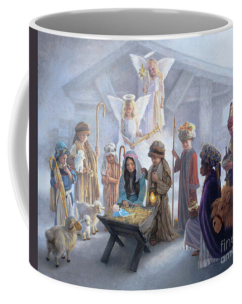Nativity Coffee Mug featuring the painting Away in a Manger by Greg Olsen
