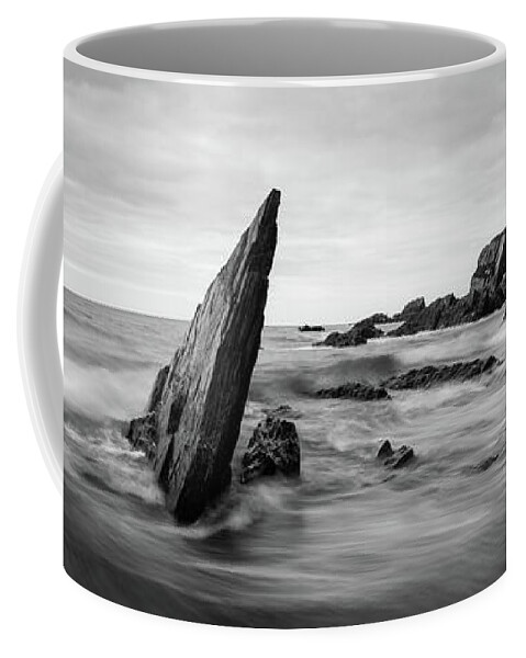 Devon Coffee Mug featuring the photograph Ayrmer Cove South Hams Deven south west coast path black and white by Sonny Ryse