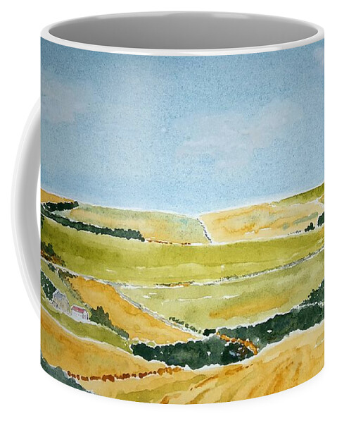 Watercolor Coffee Mug featuring the painting Ayrshire Farms by John Klobucher