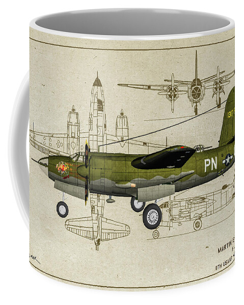 Martin B-26 Marauder Coffee Mug featuring the photograph B-26 Flak Bait Profile Art by Tommy Anderson
