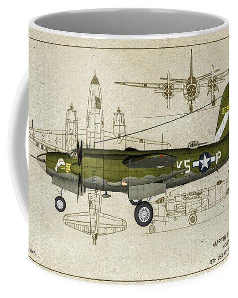 Martin B-26 Marauder Coffee Mug featuring the digital art B-26 Heaven's Above - Profile Art by Tommy Anderson