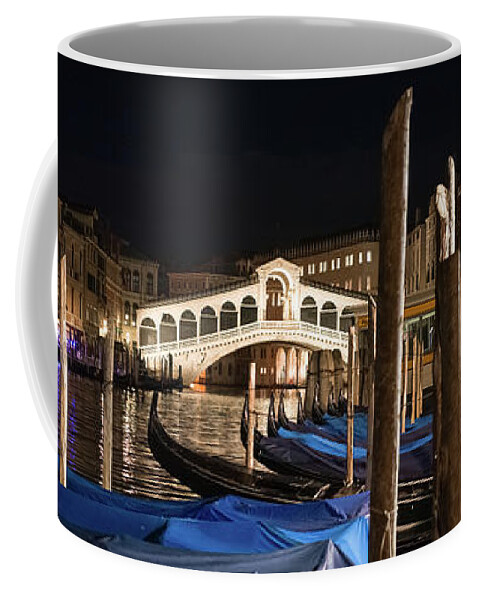 Rialto Coffee Mug featuring the photograph B0003178 - Rialto and briccole in the night, Venice by Marco Missiaja