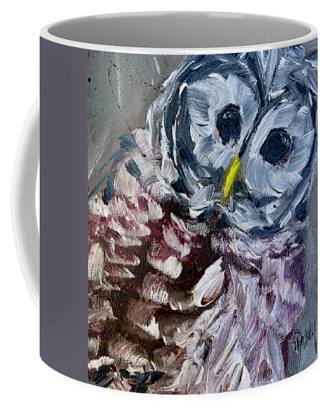 Barred Owl Coffee Mug featuring the painting Baby Barred Owl by Roxy Rich