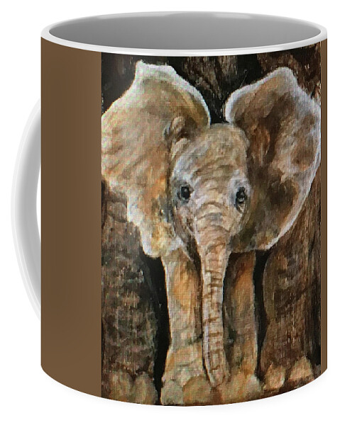 Art Coffee Mug featuring the painting Baby Elephant by Tammy Pool