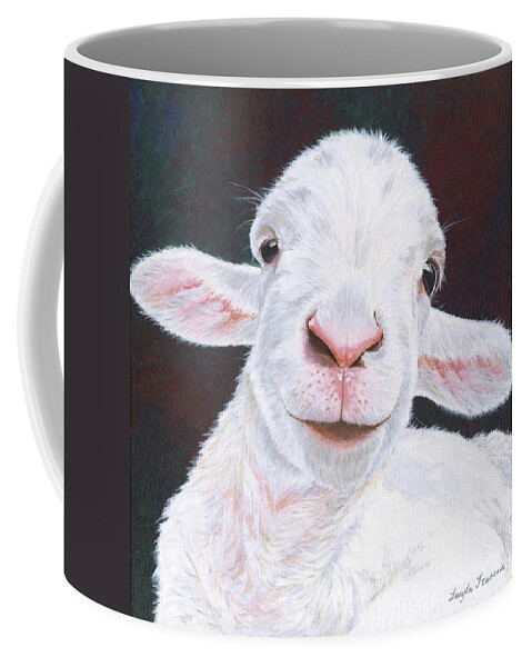 Lamb Coffee Mug featuring the painting Baby Ellie by Twyla Francois