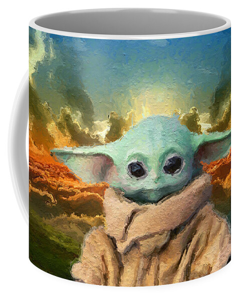 Baby Yoda Art Sunset Clouds Coffee Mug by Ladonya - Pixels