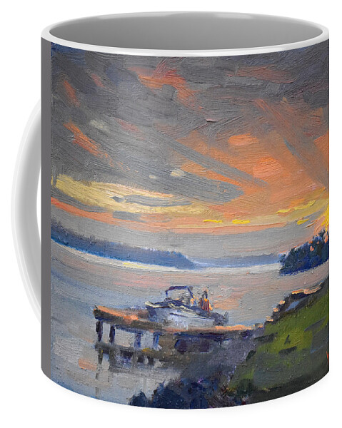 Sunset Coffee Mug featuring the painting Back Home by Ylli Haruni