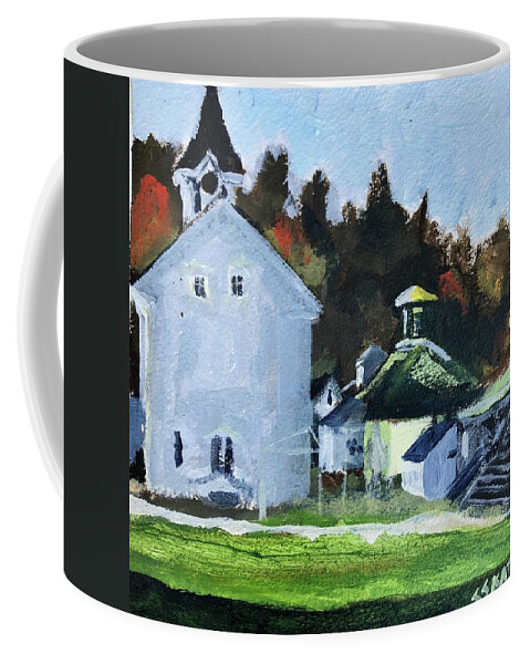 New England Coffee Mug featuring the painting Back of Town Hall by Cyndie Katz