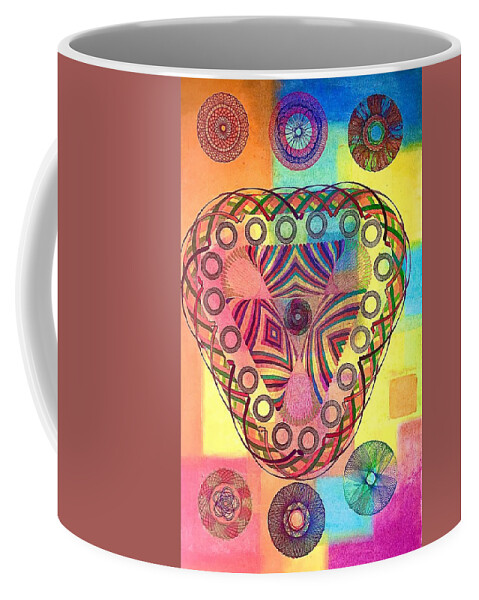 Psychedelic Coffee Mug featuring the drawing Back to the 60s by Steve Sommers