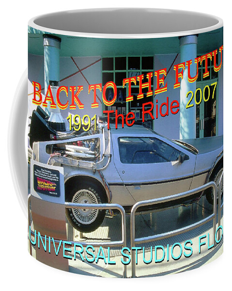 Back To The Future Coffee Mug featuring the mixed media Back to the Future The Ride poster by David Lee Thompson