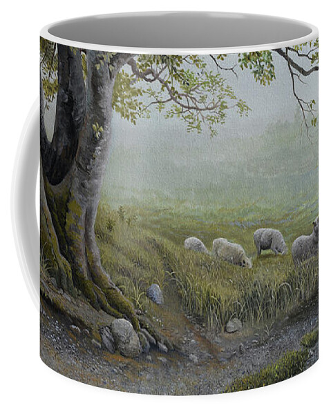 Sheep Coffee Mug featuring the painting Backroads of Manchester by Charles Owens