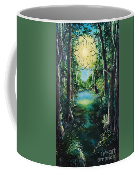 Backwater Coffee Mug featuring the painting Backwater Cathedral by Merana Cadorette