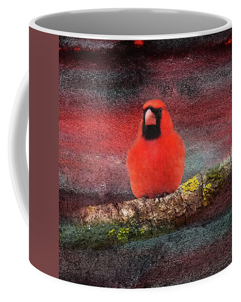 Cardinal Coffee Mug featuring the mixed media Backyard Cardinal Art by Ed Taylor