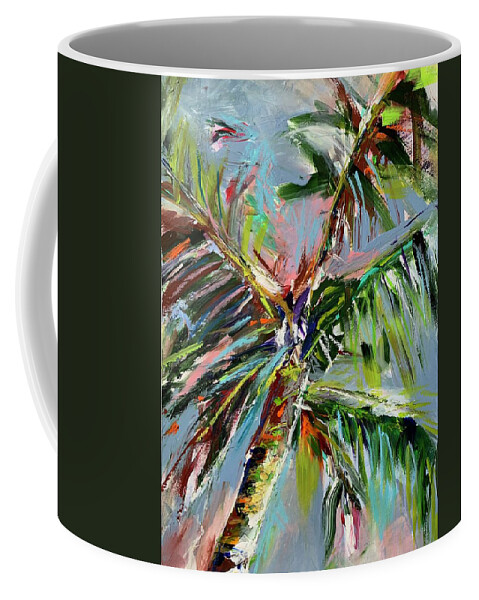 Tree Coffee Mug featuring the painting Backyard Palm by Bonny Butler