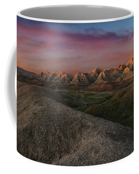 Badlands National Park Sunset Coffee Mug featuring the photograph Badlands National Park Sunset by Dan Sproul