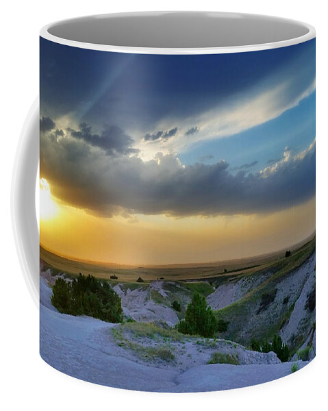 Weather Coffee Mug featuring the photograph Badlands Spring Storm by Ally White