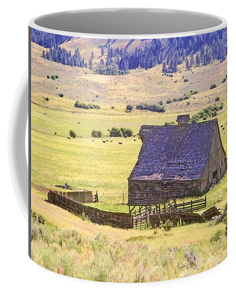 Landscape Coffee Mug featuring the photograph Baker Valley Barn by Bill TALICH