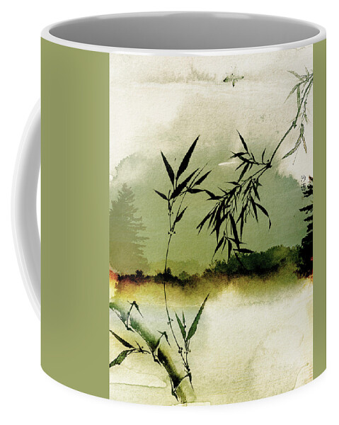 Sunsets Coffee Mug featuring the mixed media Bamboo Sunsset by Colleen Taylor