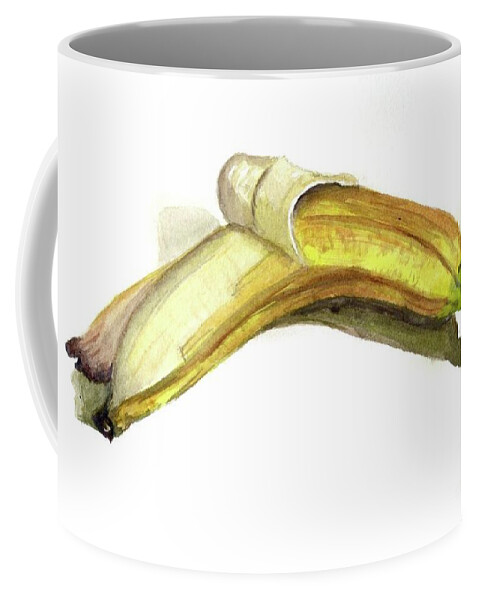 Peeled Banana Coffee Mug featuring the painting Peeled Banana by Vicki B Littell