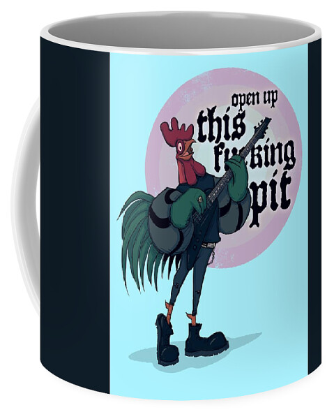 Rooster Coffee Mug featuring the drawing Band of Metal Men by Ludwig Van Bacon