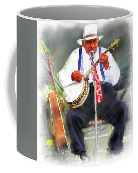 Banjo Coffee Mug featuring the painting Banjo Man by Joel Smith