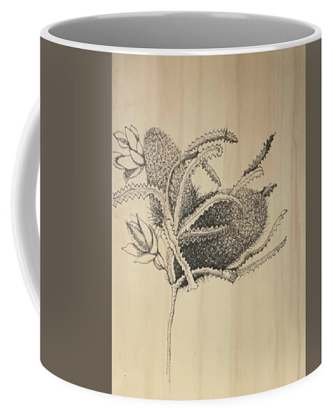 Ink Coffee Mug featuring the drawing Banksia by Franci Hepburn