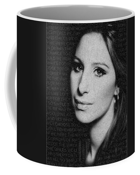 Barbra Streisand Coffee Mug featuring the painting Barbra Streisand And Lyrics by Tony Rubino