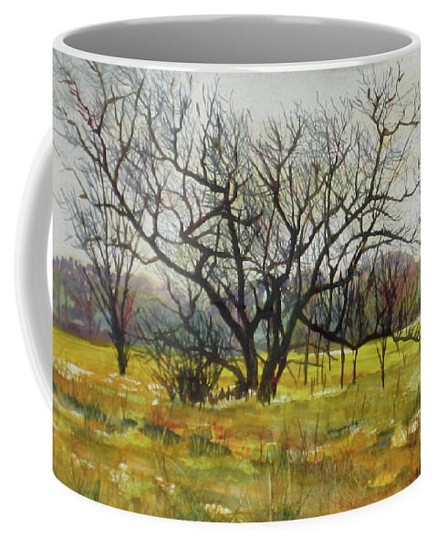 Landscape Coffee Mug featuring the painting Bare Trees by Douglas Jerving