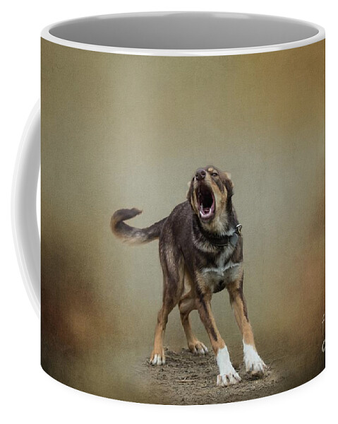 Alaskan Husky Coffee Mug featuring the photograph Barking Alaskan Husky by Eva Lechner