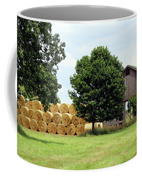 Barn Coffee Mug featuring the photograph Barn and Hay Bales 8328 by Jack Schultz