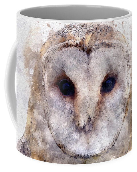 Barn Owl In Watercolor Coffee Mug featuring the digital art Barn Owl in Watercolor by Susan Maxwell Schmidt